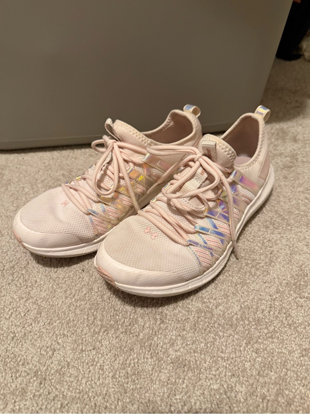 Light Pink Women's Athletic Sneakers with Iridescent Details